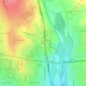 Carte topographique Eden, altitude, relief