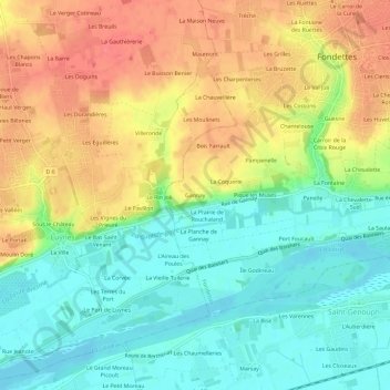 Carte topographique Gannay, altitude, relief
