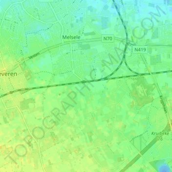 Carte topographique Beekmolen, altitude, relief