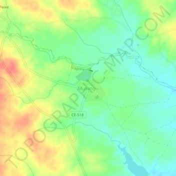 Carte topographique Mulungú, altitude, relief