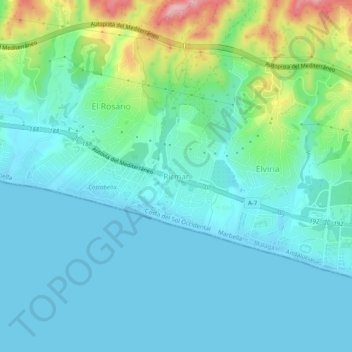 Carte topographique Rícmar, altitude, relief