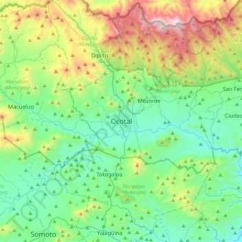 Carte topographique Ocotal, altitude, relief