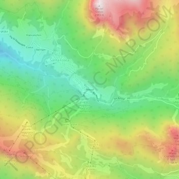 Carte topographique Pescul, altitude, relief