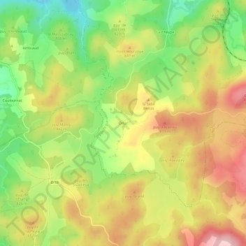 Carte topographique Orluc, altitude, relief