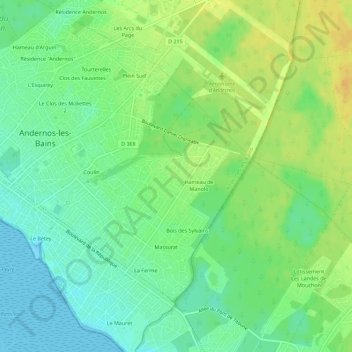Carte topographique Les Bruyères, altitude, relief