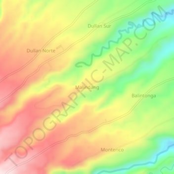 Carte topographique Malindang, altitude, relief