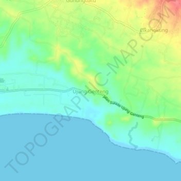 Carte topographique Ujung Genteng, altitude, relief