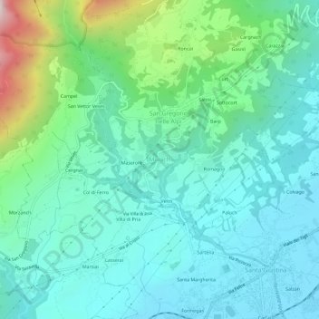 Carte topographique Muiach, altitude, relief