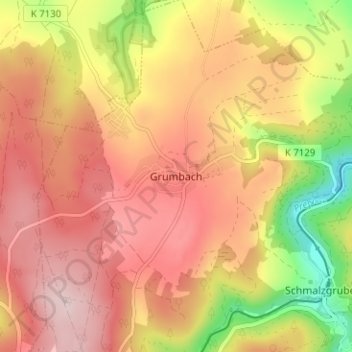 Carte topographique Grumbach, altitude, relief