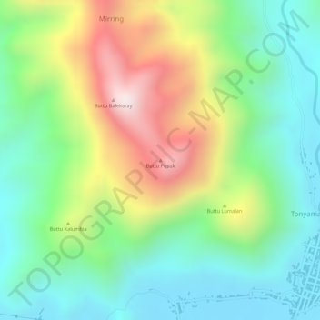 Carte topographique Buttu Pusuk, altitude, relief