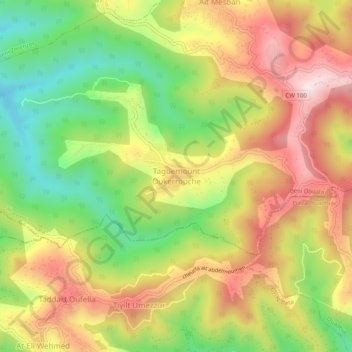 Carte topographique Taguemount Oukerrouche, altitude, relief
