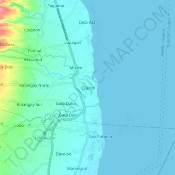 Carte topographique Clarin, altitude, relief
