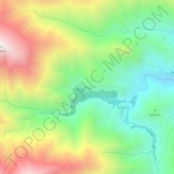 Carte topographique Arg, altitude, relief
