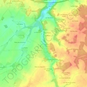 Carte topographique Meudon, altitude, relief