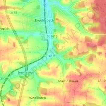 Carte topographique Siegensdorf, altitude, relief