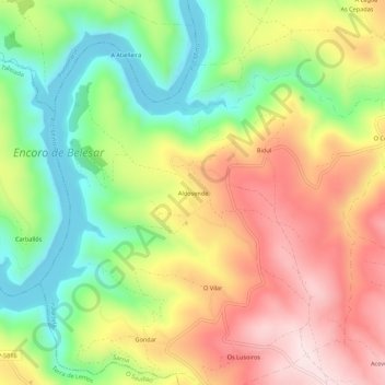 Carte topographique Aldosende, altitude, relief