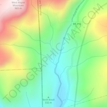 Carte topographique Mad River Falls, altitude, relief
