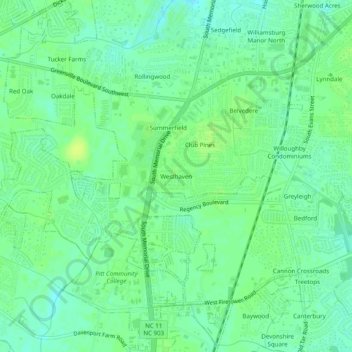 Carte topographique Westhaven, altitude, relief