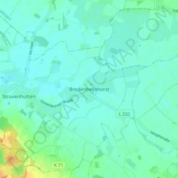 Carte topographique Bredenbekshorst, altitude, relief
