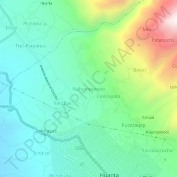 Carte topographique Nahuinpuquio, altitude, relief