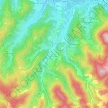 Carte topographique Ödsbach, altitude, relief