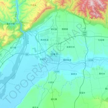 Carte topographique 河津市, altitude, relief