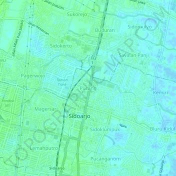 Carte topographique Pucang, altitude, relief