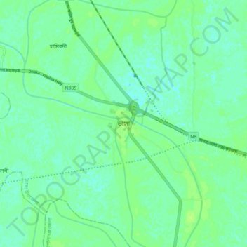 Carte topographique Bhanga, altitude, relief
