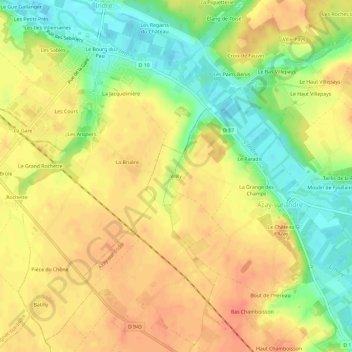 Carte topographique Vrilly, altitude, relief