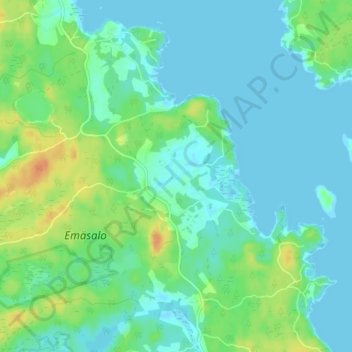 Carte topographique Bengtsby, altitude, relief