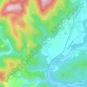Carte topographique Frangouille, altitude, relief