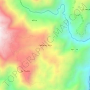 Carte topographique California Baja, altitude, relief