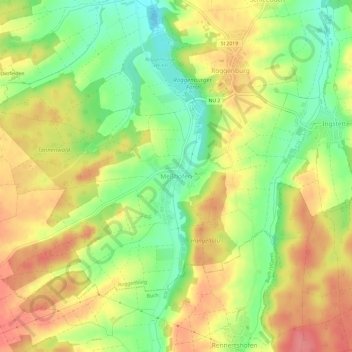 Carte topographique Meßhofen, altitude, relief
