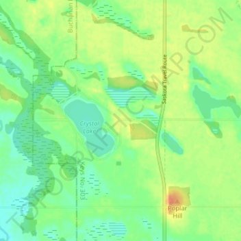Carte topographique Crystal Lake, altitude, relief