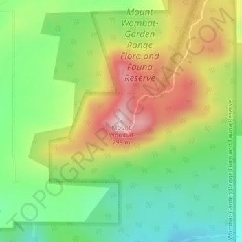 Carte topographique Mount Wombat, altitude, relief