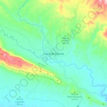 Carte topographique Cerca-la-Source, altitude, relief