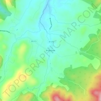 Carte topographique Browntown, altitude, relief