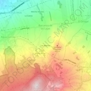 Carte topographique Las Abiertas, altitude, relief