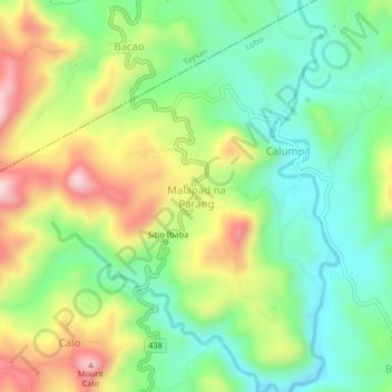 Carte topographique Malapad na Parang, altitude, relief