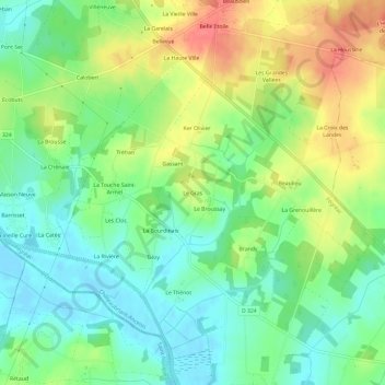 Carte topographique Le Gras, altitude, relief