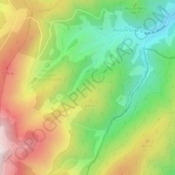 Carte topographique Bannwald, altitude, relief