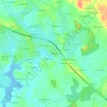 Carte topographique Kercécile, altitude, relief