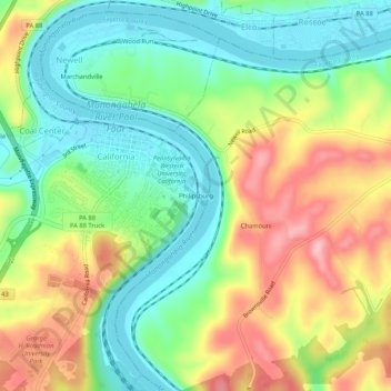 Carte topographique Philipsburg, altitude, relief