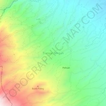 Carte topographique Tianyar Tengah, altitude, relief