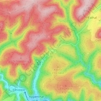Carte topographique Schwabenbach, altitude, relief