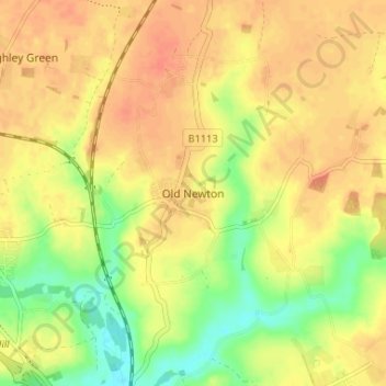 Carte topographique Old Newton, altitude, relief