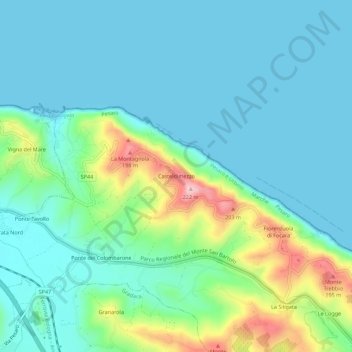 Carte topographique Casteldimezzo, altitude, relief