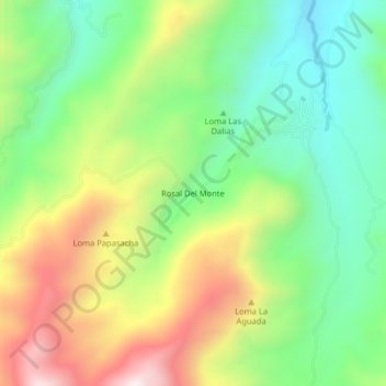 Carte topographique Rosal Del Monte, altitude, relief