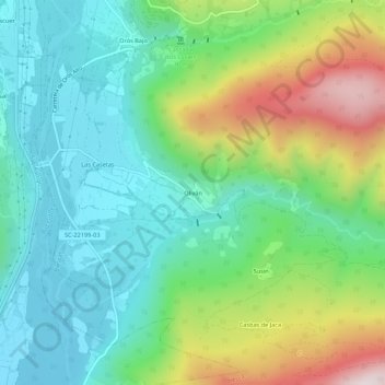 Carte topographique Oliván, altitude, relief