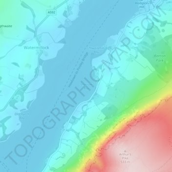 Carte topographique Sharrow Bay, altitude, relief